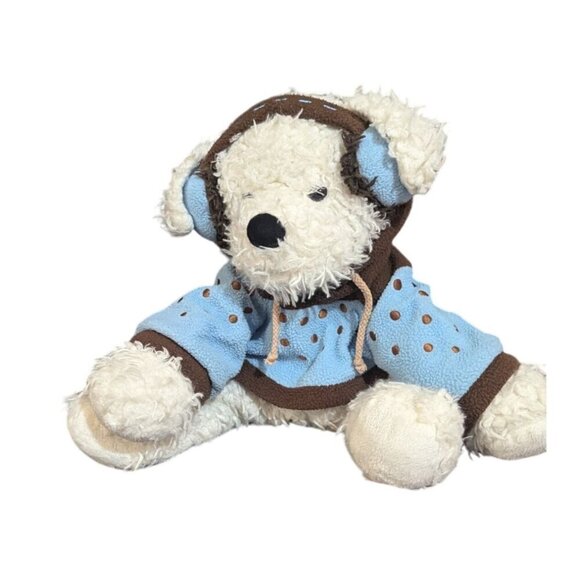 Hugfun International Blue/Brown Hoodie Teddy Bear Plush w/Earmuffs - Picture 7 of 9